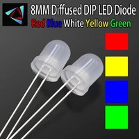 500pcs 8mm led diffused diode light wide angle round red yellow blue green white warm emitting diode lamp electronics components