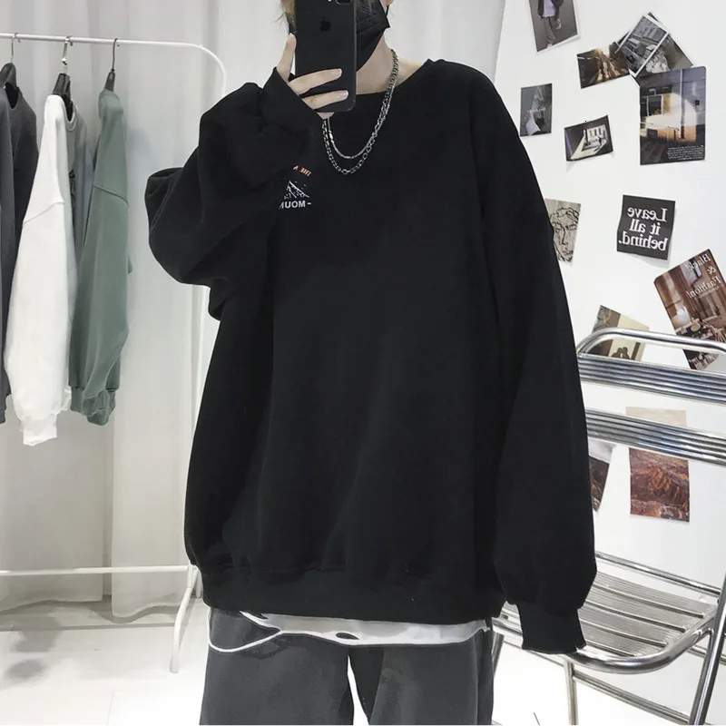 Свитшот Hybskr мужской с графическим принтом снега и гор уличная одежда оверсайз