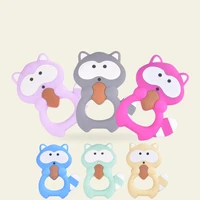 10pcs silicone teethers animal squirrel shaped teething toy food grade silicone baby teething teether charming bead toy gift