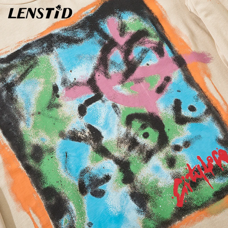 Футболка LENSTID мужская оверсайз в стиле хип хоп уличная одежда Харадзюку с