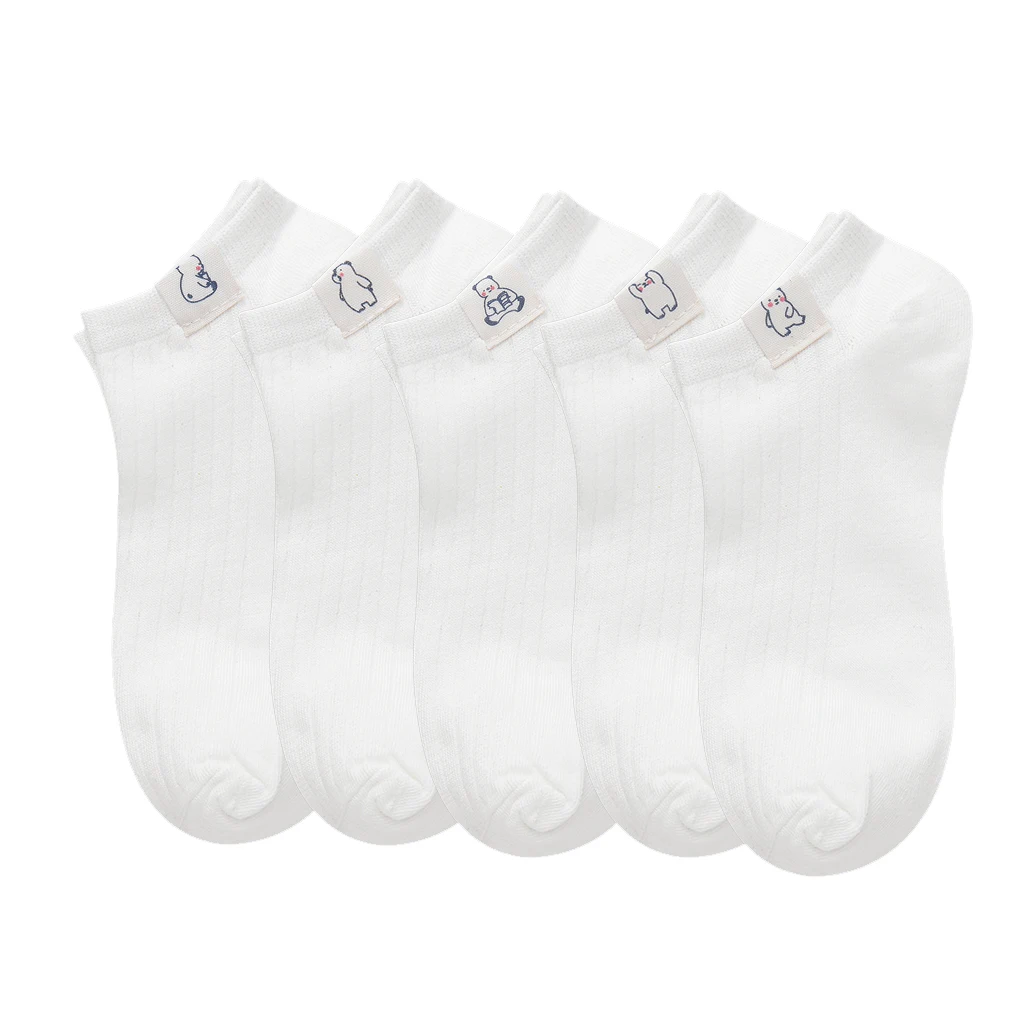

5 Pairs Summer Cotton Women Socks Fashion Breathable Sports Socks Solid Color Boat Socks Comfortable Lovely Ankle Sock White Hot