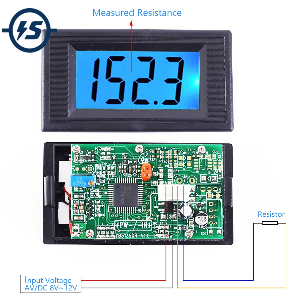 Тестер устройства сопротивления Омметр низкое сопротивление AC/DC 12 В 200ohm