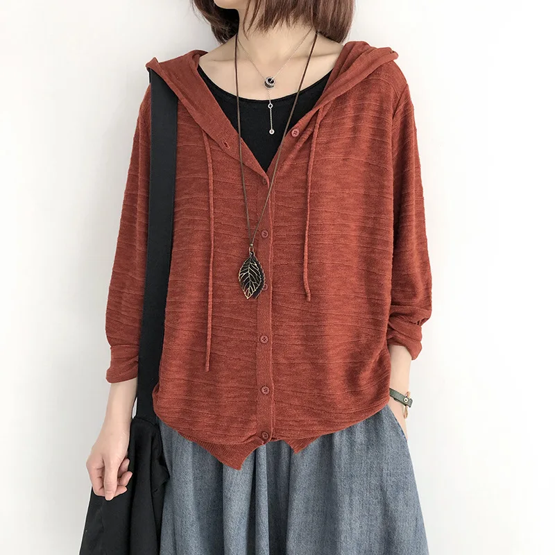 

Cotton Hoodie Women Seven colors loose Sweatshirt Single-breasted Hoody Female Long Sleeve sweatshirt knitting hoodies women
