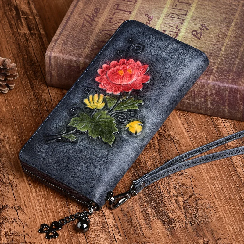 Новые женские кошельки из натуральной кожи Винтажный Длинный клатч удобная