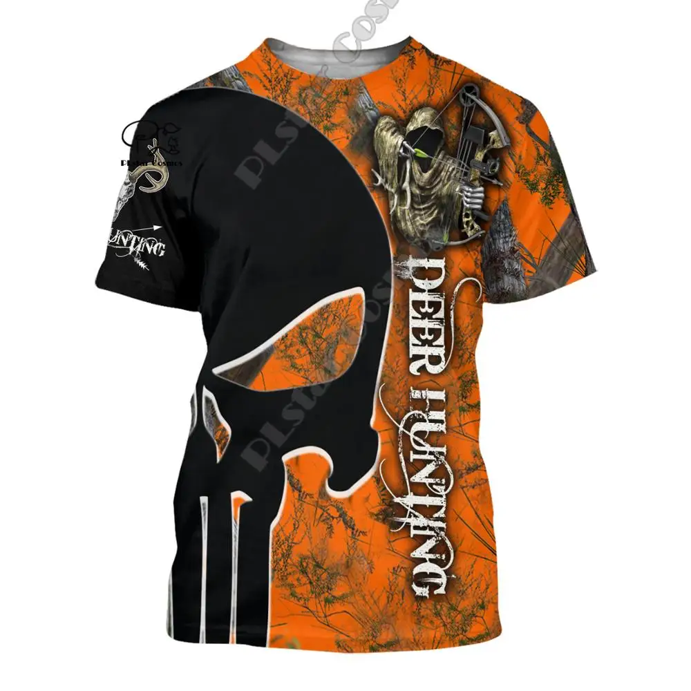 

Камуфляжные футболки PLstar Cosmos 2020 с бантом, охотником на оленя, татуировками 3DPrint, унисекс, летние повседневные футболки с коротким рукавом, S-2