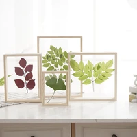 wooden creative double sided glass plant specimen photo frame log color photo frame transparent wooden photo frame