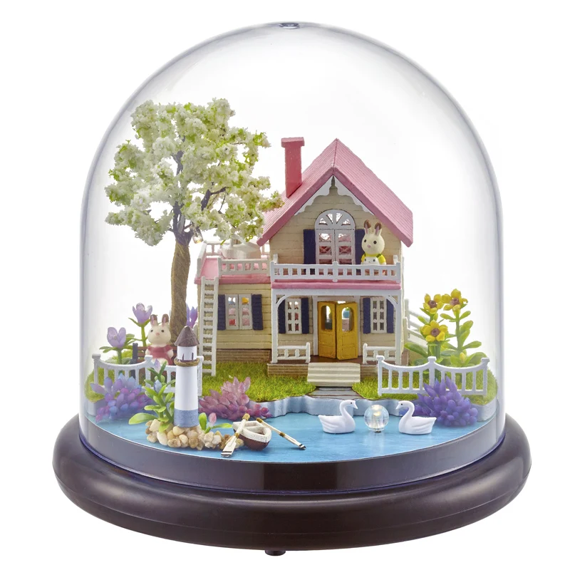 DIY кукольный домик игрушки Миниатюрная модель с 3D мебелью ручной работы