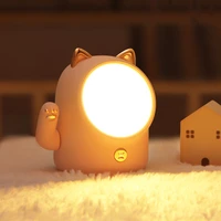 creative cartoon cat led night lights usb charging stepless dimming eye protect reading table lamp kid baby bedroom bedside lamp