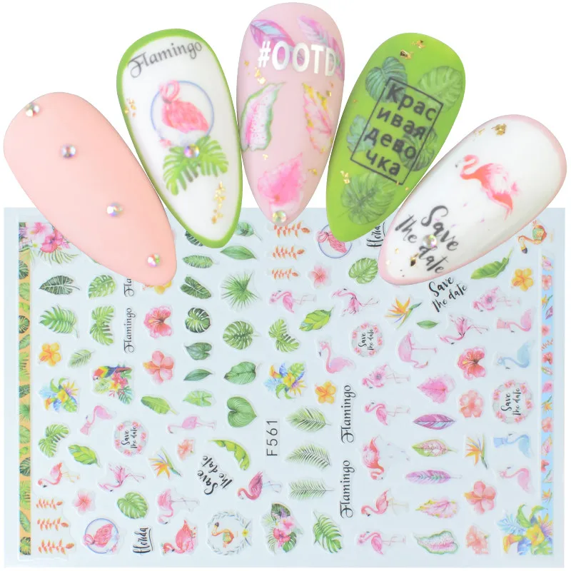 1 лист 3D наклейки для ногтей клейкие цветы листья геометрия фрукты десерт дизайны