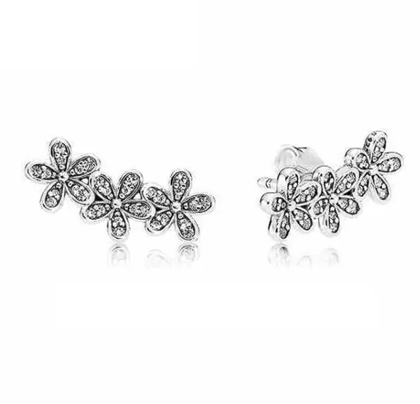 

925 Sterling Silver pandora Earring Dazzling Daisy Clusters With Crystal Studs Earring For Women Wedding Gift Fine Jewelry