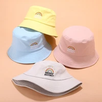 unisex foldable embroidered bucket hat rainbow print outdoor sunscreen cap fisherman hats