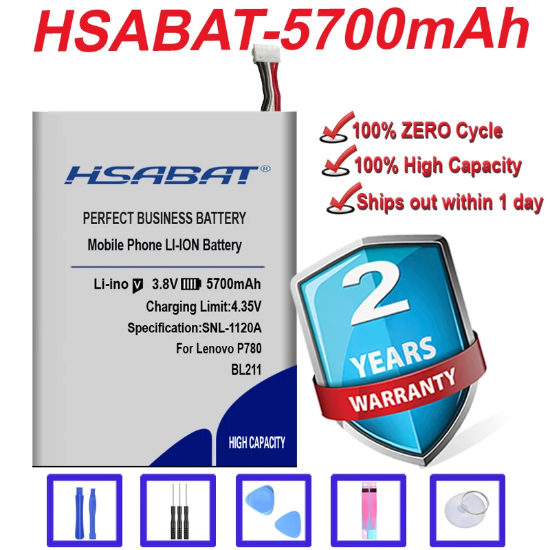 HSABAT Топ бренд 100% новые батареи 5700mAh BL211 батарея для Lenovo P780 мобильный телефон