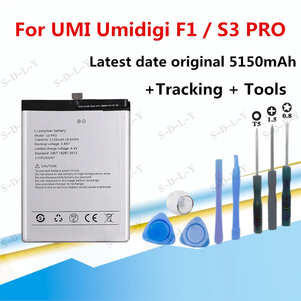 Bater&iacute;a S3 Pro de 5150mah para Umi Umidigi S3 Pro F1/ F1 Play, reemplazo de bater&iacute;as de tel&eacute;fono m&oacute;vil + seguimiento + herramientas-0