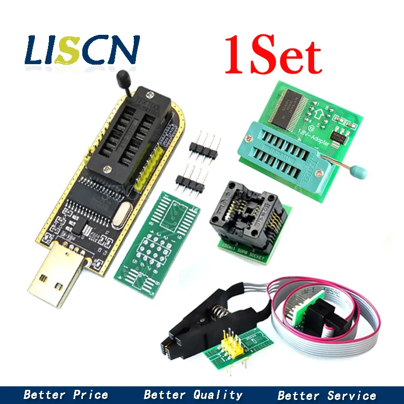 CH341A 24 25 серия EEPROM USB программатор модуль + SOIC8 SOP8 тестовый зажим 1 8 в адаптер DIY