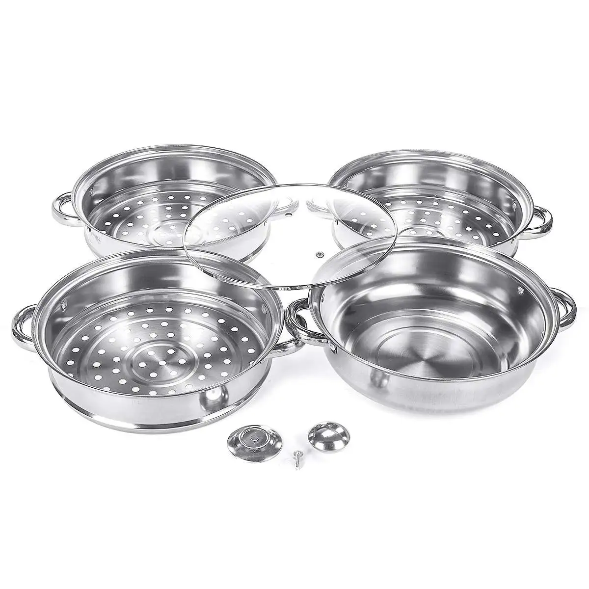 

4-Tier Stainless Steel Three layer Thick Steamer pot Soup Steam Pot Universal Cooking Pots for Induction Cooker Gas Stove pot