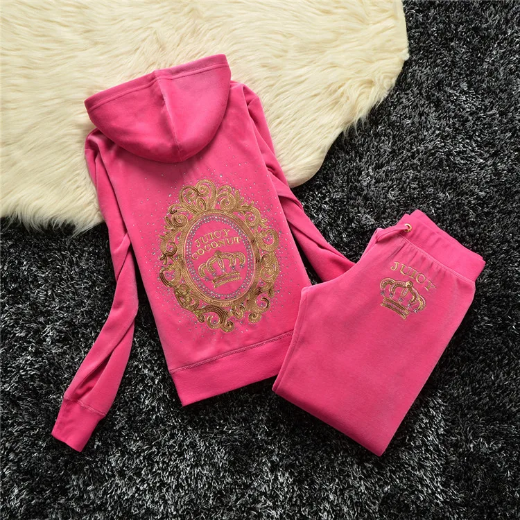 

2021 Spring Autumn Women's Velvet Tracksuits Long Sleeve Letter Pattern Embroidery Hoodies women two piece outfits pants