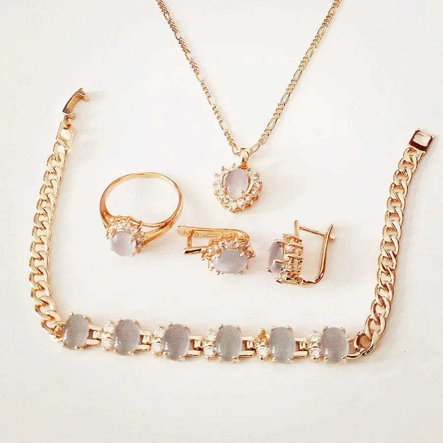 Роскошные женские свадебные ювелирные наборы сердце Форма дизайн розовое 585