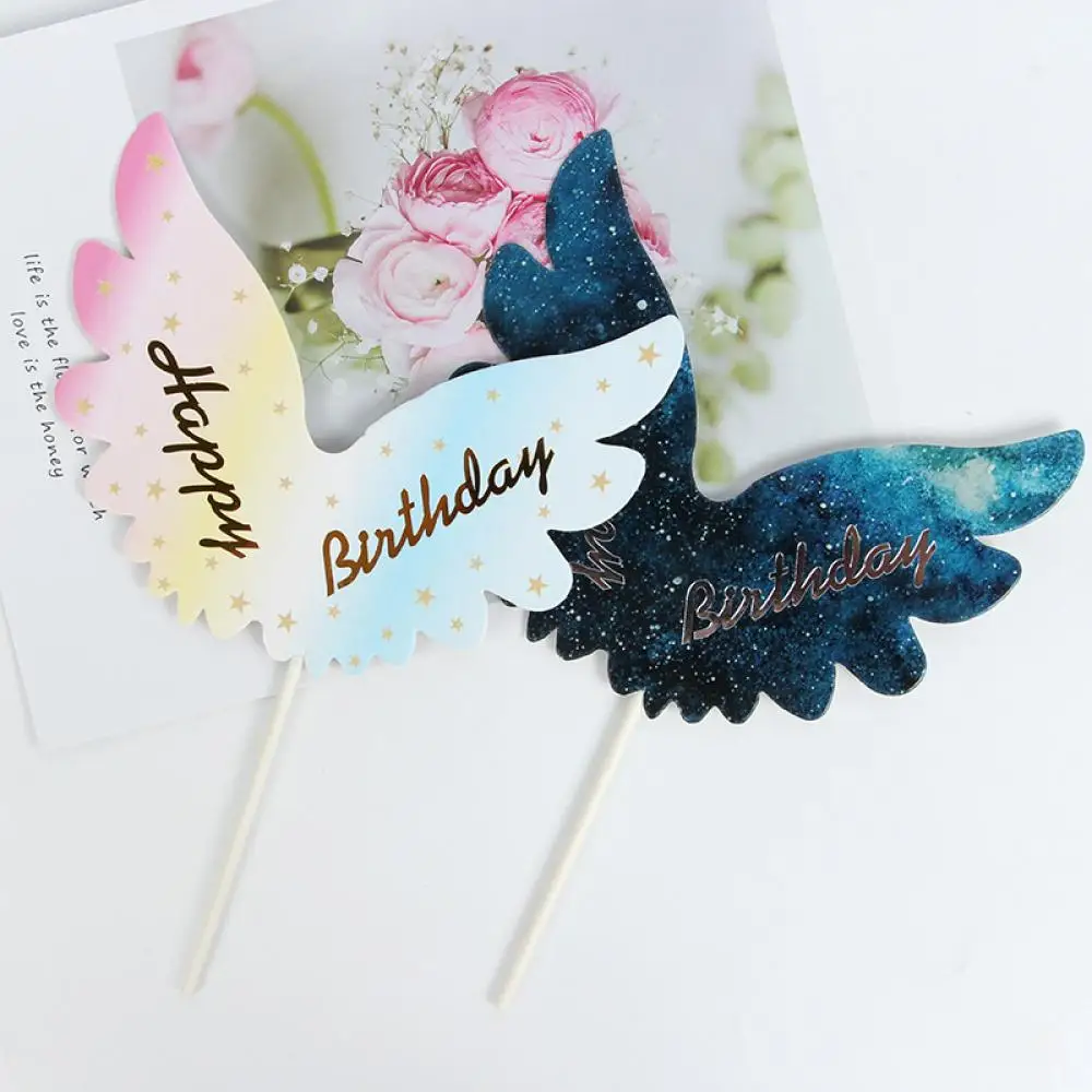 1 шт. с днем рождения крыльями ангела торт Топпер Baby Shower украшение для свадебного