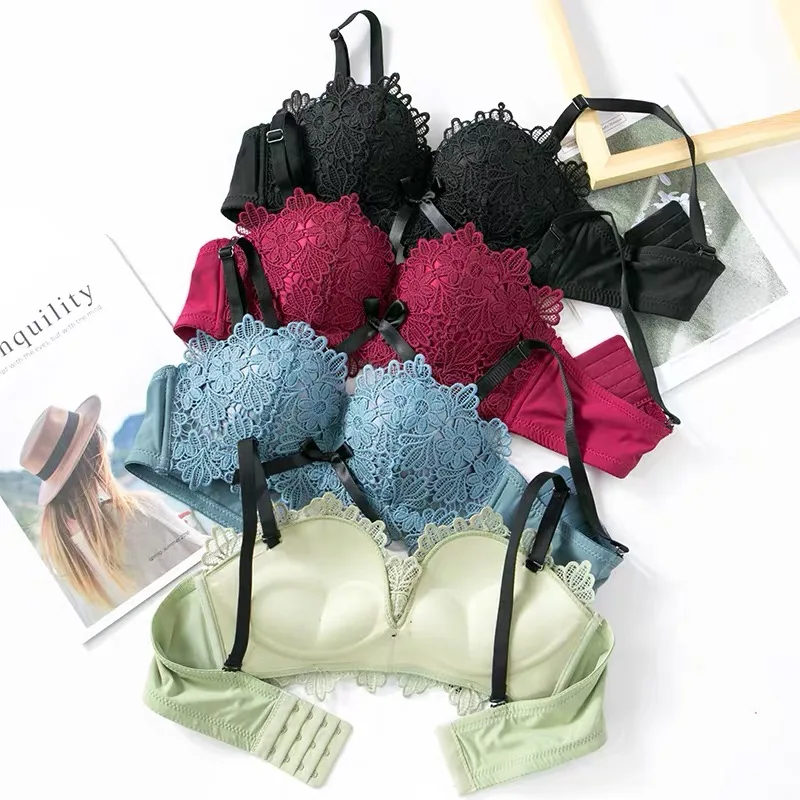 

Женский кружевной бюстгальтер пуш-ап с цветочной вышивкой