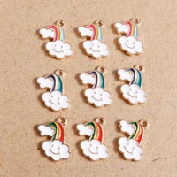 10pcs 1517mm enamel colorful rainbow charms for jewelry making alloy smile face cloud charms pendant fit diy necklaces earrings