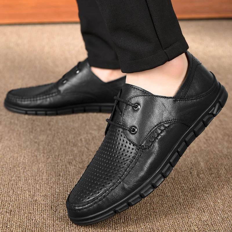 

Men's Oxford Shoes lace up black Martin Dress Shoes Men Flats Fashion Sneakers soft Bottom genuine Leather Casual Shoes men
