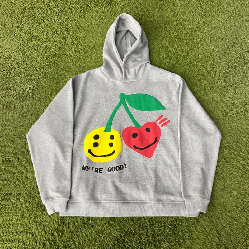 

Best Quality CPFM We're Good Fashion Hoodie Men1:1 Kanye West Cpfm Vintage Smiling Face Cherry Heavy Fabric Unisex Pullover