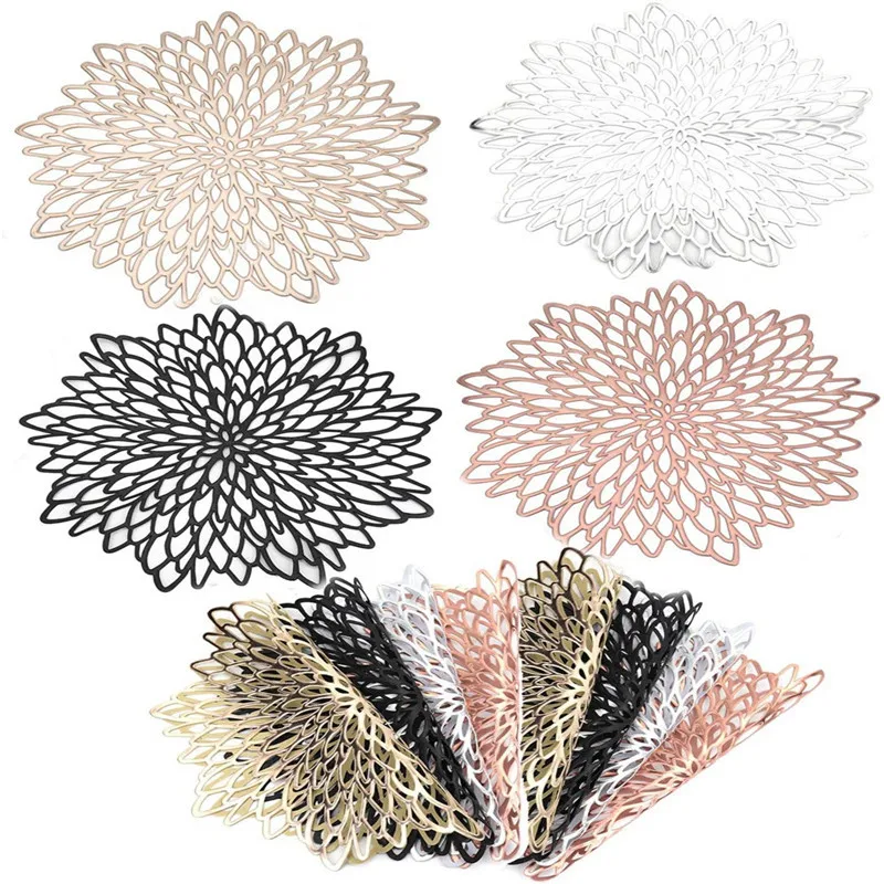 

2021 New Hot PVC Hollow Insulation Coaster Pads Table Bowl Mats Home Home Decor Heat Resistant Placemat For Dining Table Mats