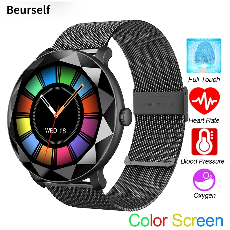 

Smart Round Watch YH8 Activity Tracker Heart Rate Oxygen Monitor Sports Touch Color Screen Smartwatch Men Women For Android IOS