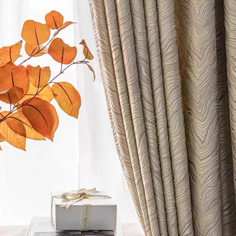 

Nordic Luxury Jacquard Geometric Wave Pattern Curtains for Living Room Modern Blackout Curve Golden Window Drapes for Bedroom#VT