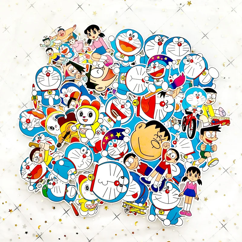 

60PCS Cute Cartoon Anime Doraemon Graffiti Stickers Suitcase Skateboard Guitar Computer Deco Sticker Kids Toy Christmas Gift