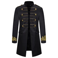 mens black embroidery suit jacket steampunk vintage tailcoat jacket men gothic victorian uniform coat prom stage costume homme