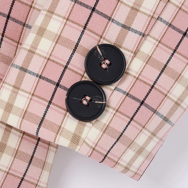 

[EAM] Women Blue Plaid Split Big Size Blazer New Lapel Long Sleeve Loose Fit Jacket Fashion Tide Spring Autumn 2021 1Z136