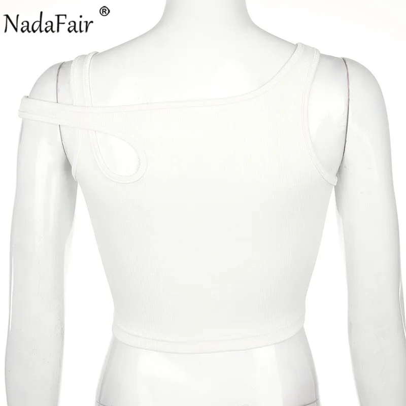 Пикантный женский укороченный топ Nadafair белый вырез клубный облегающий в рубчик