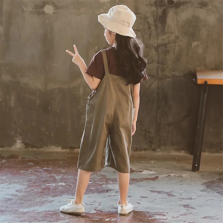 Летний топ и комбинезон для маленьких девочек комплект из 2 предметов 4 6 7 8 9 12 лет