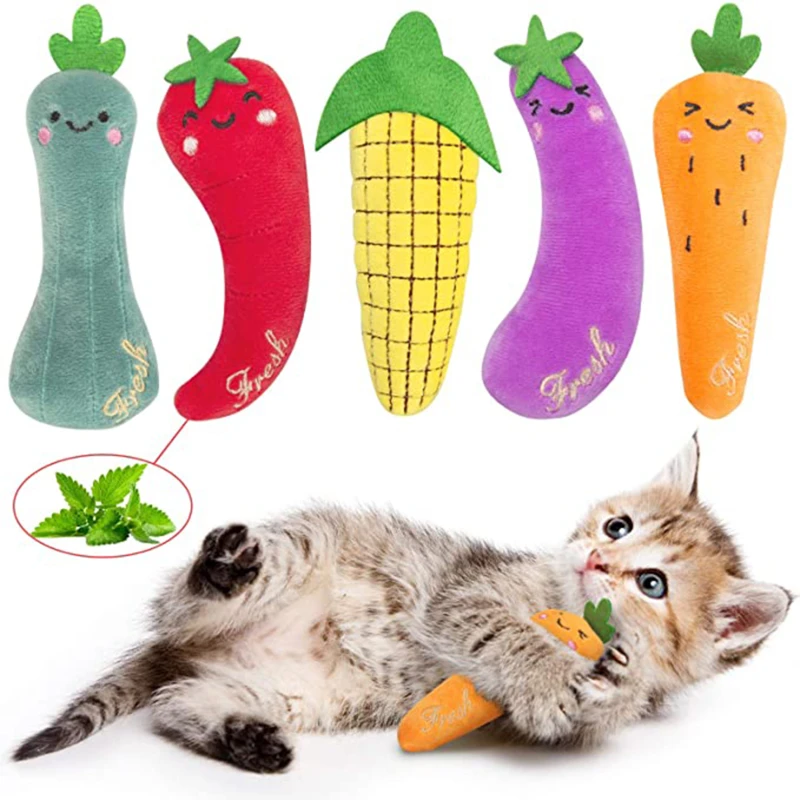 

Pet Cat Vegetable Series Plush Toys Contain Cat Mint Teeth Grinding Catnip Toys Funny Interactive Plush Cat Toy
