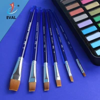 eval 6 pcs nylon hair paint brush set for acrylic watercolor oil painting blue acrylic handle drawing brush art supplies