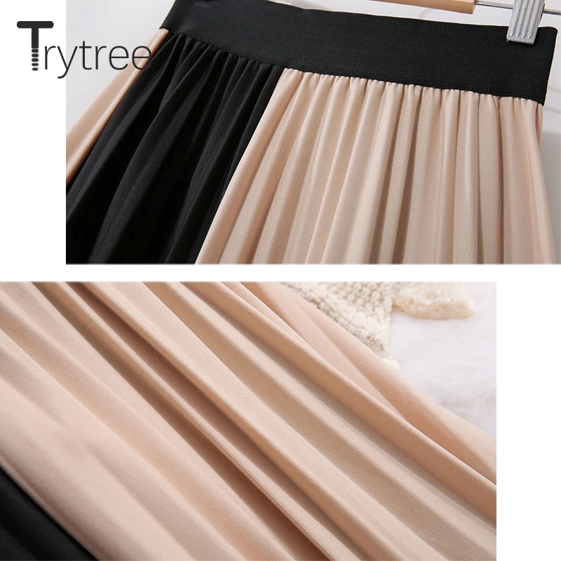Женская плиссированная юбка Trytree повседневная офисная трапециевидной формы до
