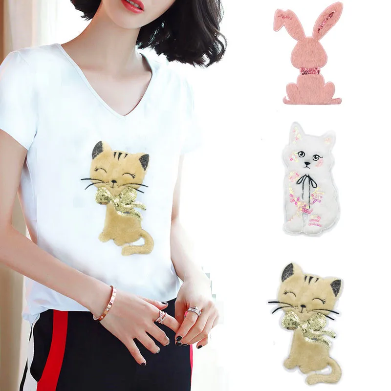 1 шт. нашивки с вышивкой в виде кролика кота|Заплатки| |