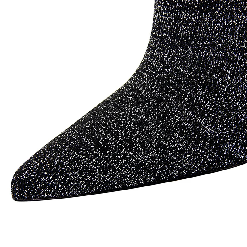 2019 женские Фетиш-сапоги с вязаными носками короткие ботильоны на высоком каблуке