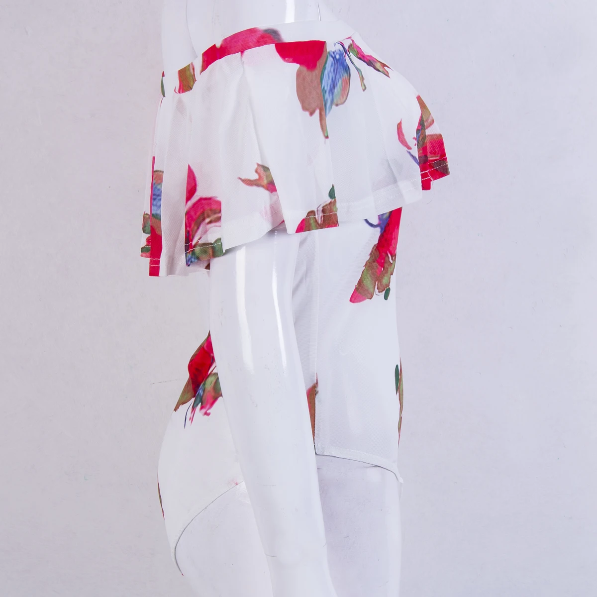 Распродажа сексуальный боди с открытыми плечами короткий рукав цветочный принт