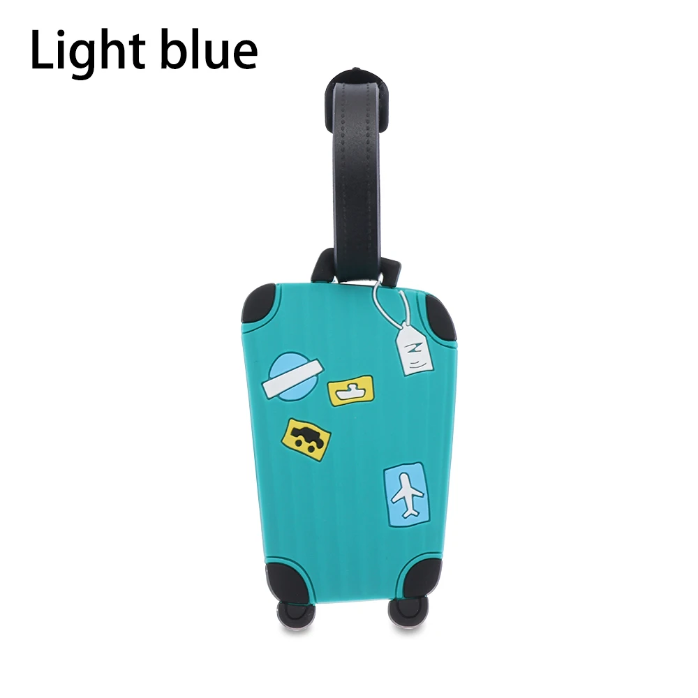 light blue 1 шт., аксессуары для путешествий, бирки для багажа, чемодана этикетка Сумки из натуральной кожи кулон Творческий посадочный талон мультфильм Чемодан теги адрес держатель - Цвет: light blue