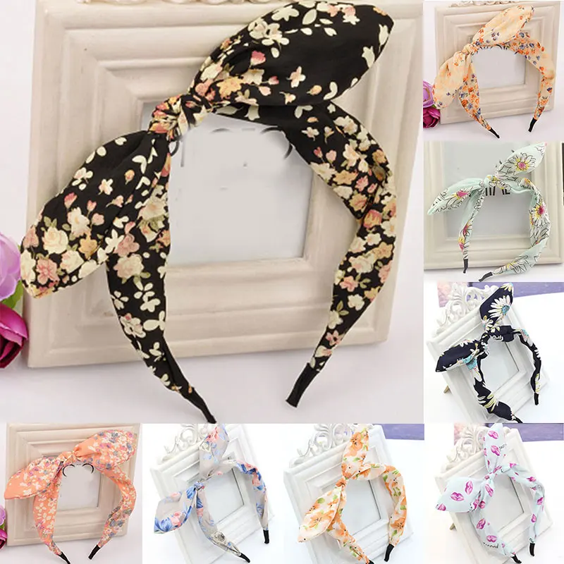 

Bowknot Headband Rabbit Ears Hair Hoop Makeup Wash Face Head Hoop Big Bow Non-Slip Hair Accessories Floral Dot Striped