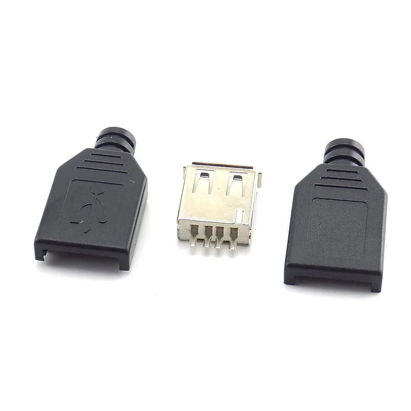 4 Pin USB 2 0 Тип Женский Разъем Черный Пластик крышкой припоя DIY соединительный