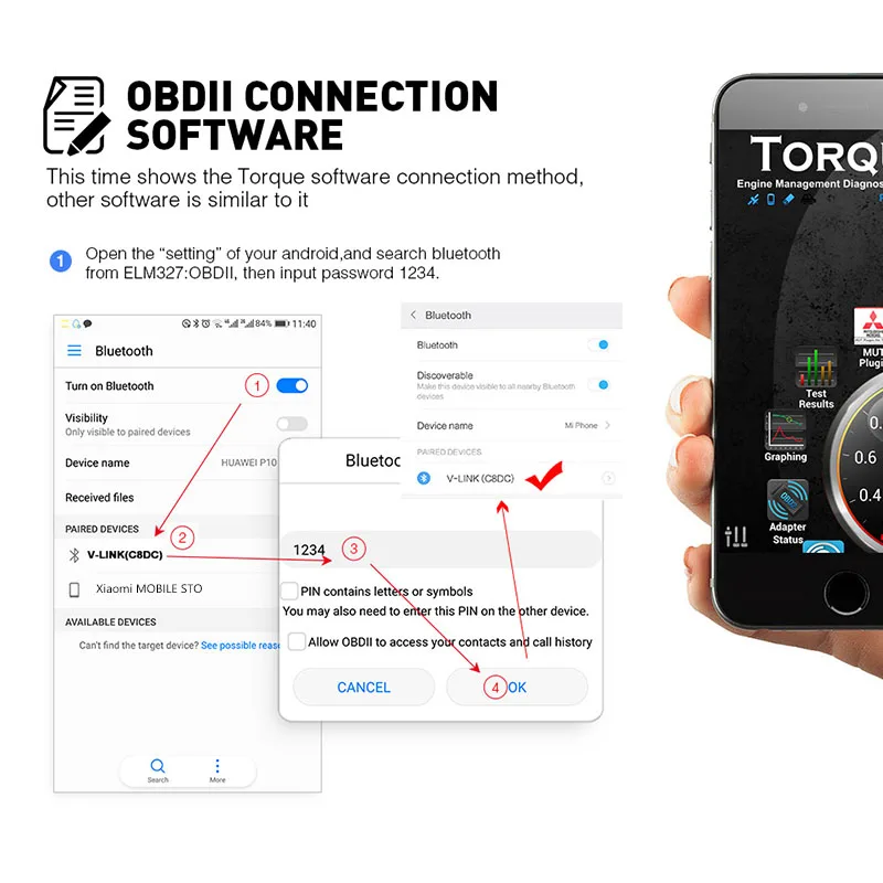 

TiOODRE Vgate ICar2 ELM327 Bluetooth Automotive Diagnostic Scanner for Android for PC for IOS Code Reader Diagnostic Scanner