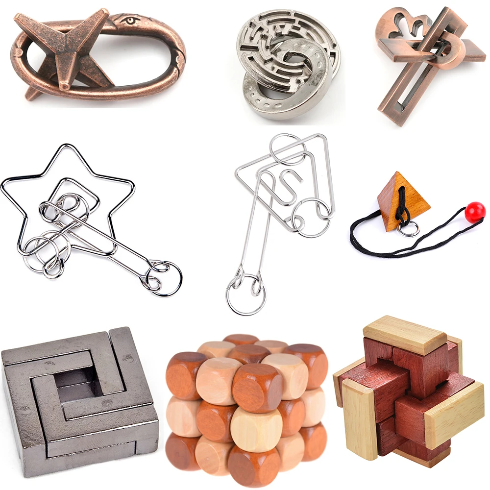 DIY деревянные металлические игрушки Классические IQ 3D блокирующие заусенцы