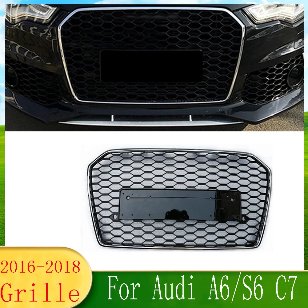 

(modified RS6 style) For Audi A6/S6 2016 2017 2018 Car Accessory Front Bumper Grille Centre Panel Styling Upper Grill 16 17 18