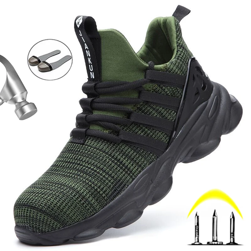 Легкие мужские защитные ботинки со стальным носком удобные рабочие защита от