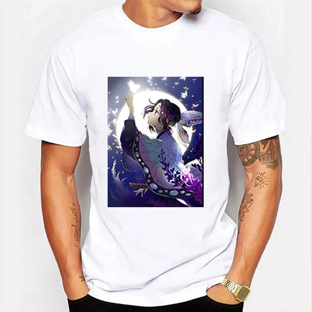 

Demon Slayer Shinobu Kocho T Shirt Homme Vintage Short Sleeve Tees Kimetsu No Yaiba T Shirts Summer Tshirts Round Neck Tops