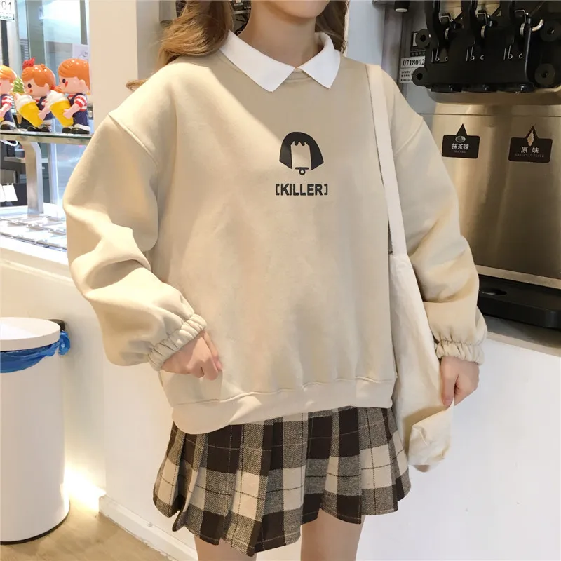 

Свитшот женский оверсайз с имитацией двух предметов, худи в Корейском стиле, повседневные Пуловеры свободного кроя, уличная одежда в стиле ...