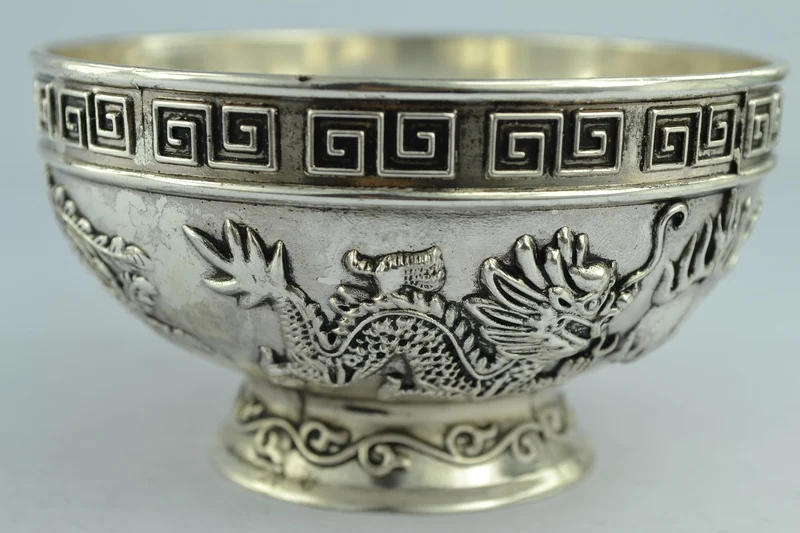 

Chinese Rare Collectibles Old Handwork Tibet - Silver Bowl Metal Handicraft.